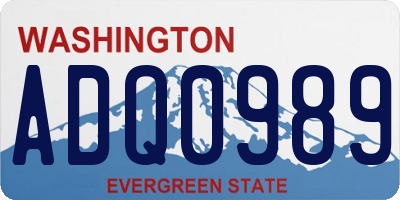 WA license plate ADQ0989