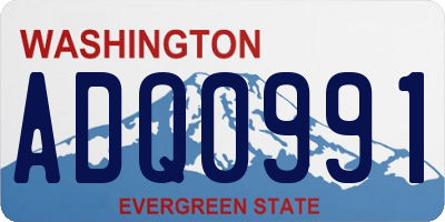 WA license plate ADQ0991