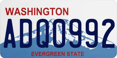 WA license plate ADQ0992