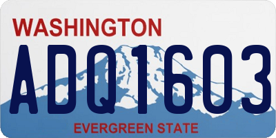 WA license plate ADQ1603