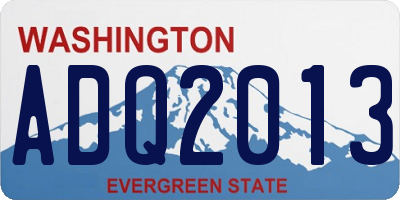 WA license plate ADQ2013