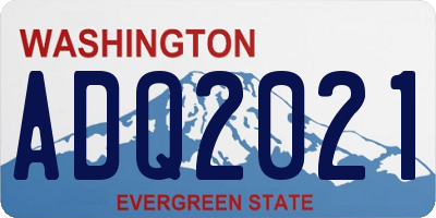WA license plate ADQ2021