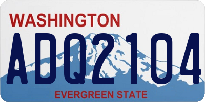 WA license plate ADQ2104