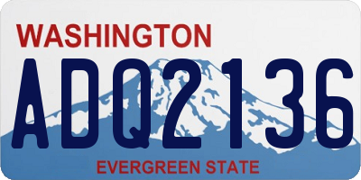 WA license plate ADQ2136
