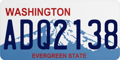 WA license plate ADQ2138