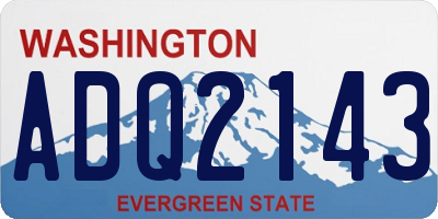 WA license plate ADQ2143