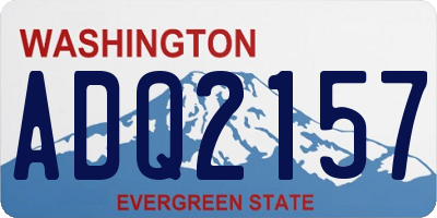 WA license plate ADQ2157