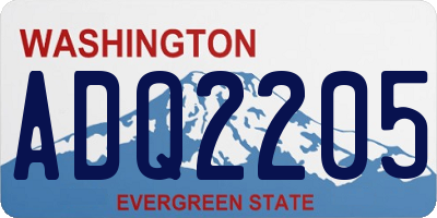 WA license plate ADQ2205
