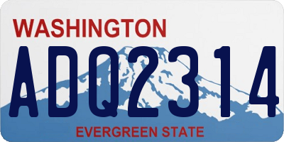 WA license plate ADQ2314