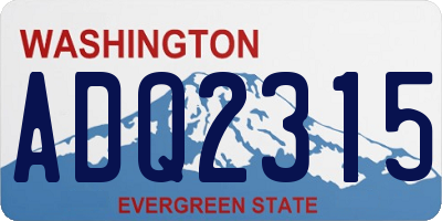 WA license plate ADQ2315