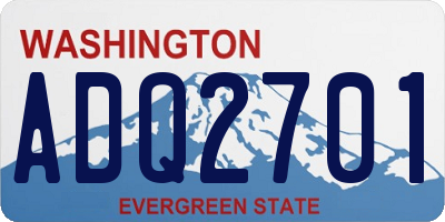 WA license plate ADQ2701