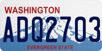 WA license plate ADQ2703