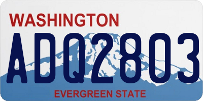 WA license plate ADQ2803