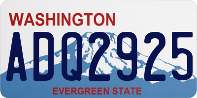 WA license plate ADQ2925
