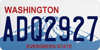 WA license plate ADQ2927