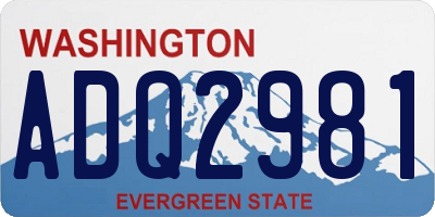 WA license plate ADQ2981