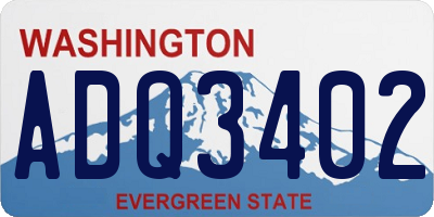 WA license plate ADQ3402