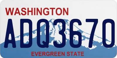 WA license plate ADQ3670