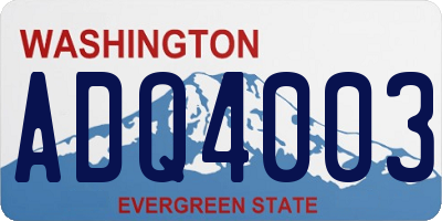 WA license plate ADQ4003