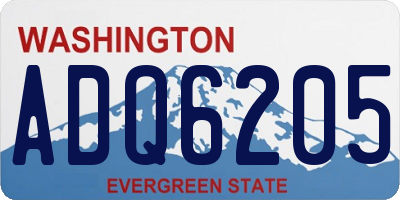 WA license plate ADQ6205