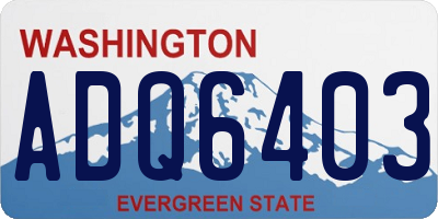 WA license plate ADQ6403