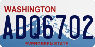 WA license plate ADQ6702