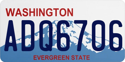 WA license plate ADQ6706