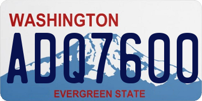 WA license plate ADQ7600