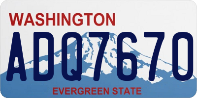 WA license plate ADQ7670