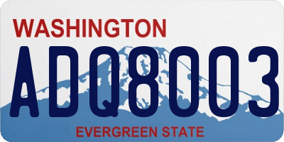 WA license plate ADQ8003