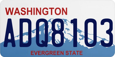 WA license plate ADQ8103