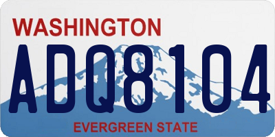 WA license plate ADQ8104