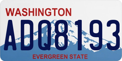 WA license plate ADQ8193