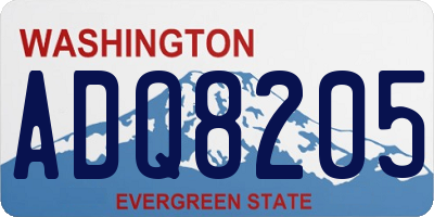 WA license plate ADQ8205