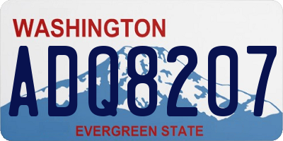 WA license plate ADQ8207