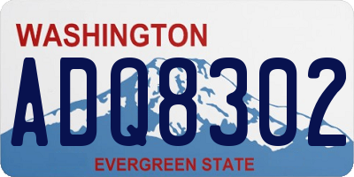 WA license plate ADQ8302