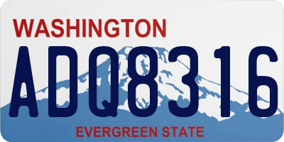 WA license plate ADQ8316