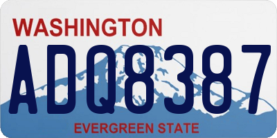 WA license plate ADQ8387