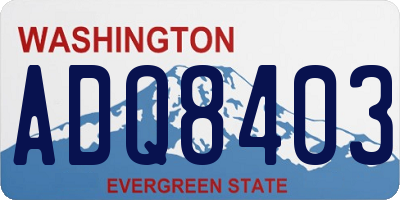 WA license plate ADQ8403