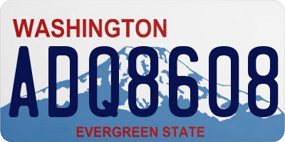 WA license plate ADQ8608