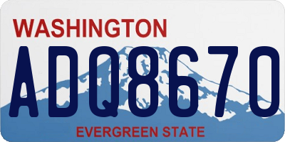 WA license plate ADQ8670