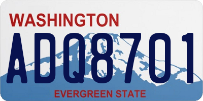 WA license plate ADQ8701