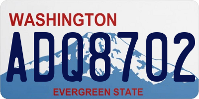 WA license plate ADQ8702