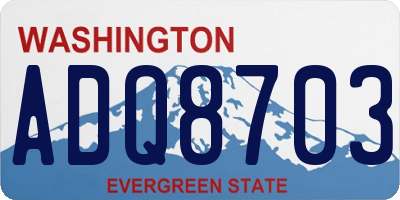 WA license plate ADQ8703