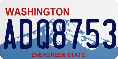 WA license plate ADQ8753