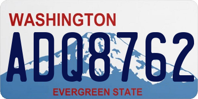 WA license plate ADQ8762