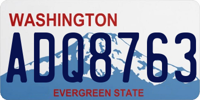 WA license plate ADQ8763