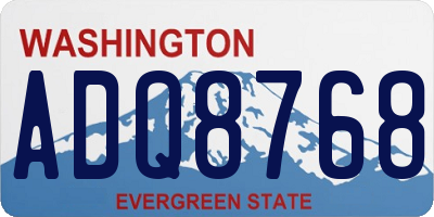 WA license plate ADQ8768