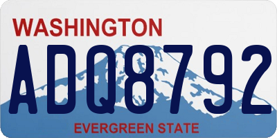 WA license plate ADQ8792
