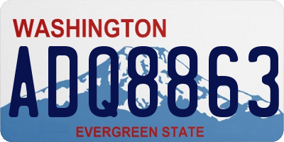 WA license plate ADQ8863